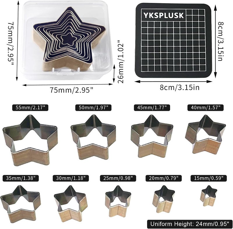 YKSPLUSK 9 PCS Hollow Punch Cutter Set9 Sizes Star Shape Leather Cutting Dies Cutter ToolCutting Mold Punching Die Set for DIY Leather CraftLeather Cutter Hollow Punching Tool with Plastic Box SCS009 - Image 2